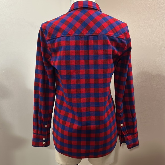 J Crew Plaid Red Button Down Cotton Shirt size 2 - Picture 5 of 8